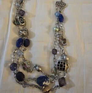Lia Sophia Silver and Blue Artistic Necklace